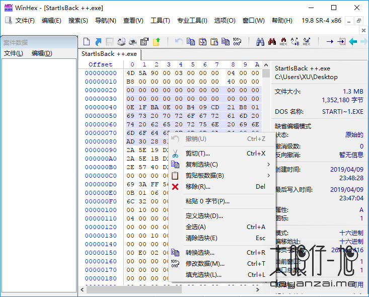 专业的 16 进制编辑工具 WinHex 19.8 SR-4 中文专家注册版